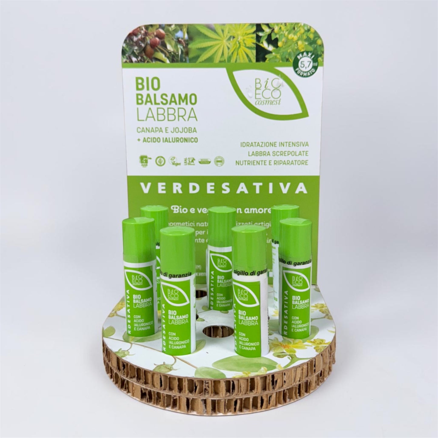 Bio Balsamo labbra canapa e jojoba + acido ialuronico - Verdesativa