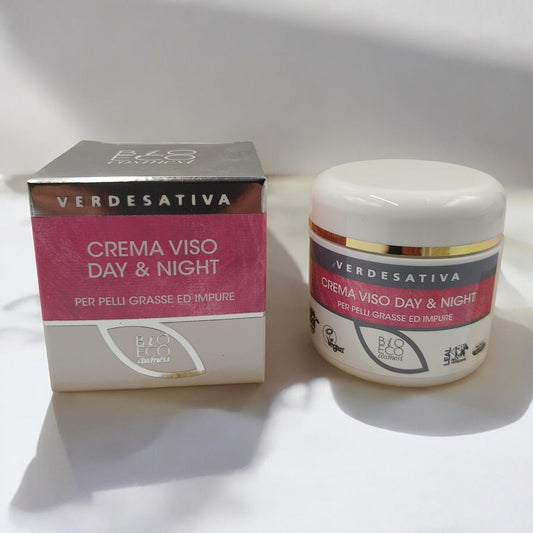 Crema viso Day & Night – Pelli grasse ed impure – Verdesativa (50 ml)